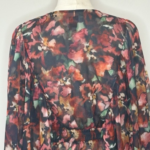 MISA Los Angeles Jolene Floral Ruffle Tiered Chiffon Mini Dress Womens Small - Picture 8 of 10